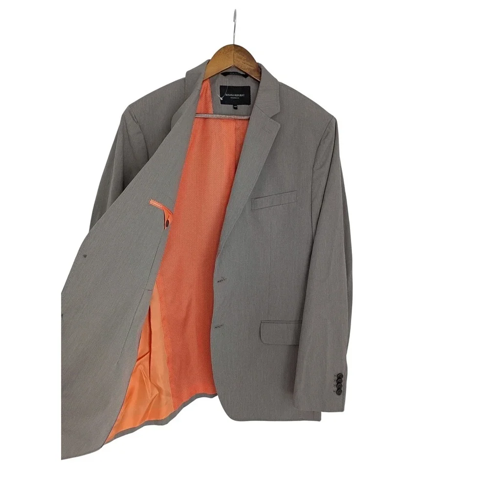 Banana Republic Gray 100% Cotton Sport Coat Blazer 44R Tailored‎ Orange Lng $450